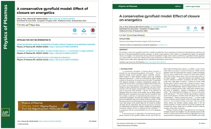 A conservative gyrofluid model: Effect of closure on energetics 논문 이미지